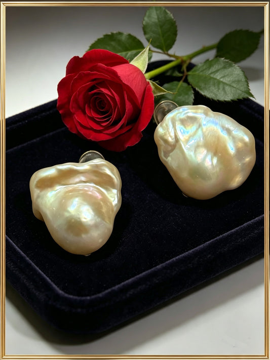 Baroque Freshwater Pearl Stud Earrings | One-of-a-Kind Natural Marks | Sterling Silver | Luxury Gift for Her | Solo Pearl