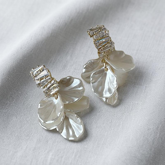 Zircon petals cluster earrings
