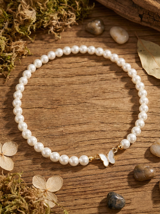 Mother of Pearl Choker Necklace | Gold Plated | Elegant Everyday Jewelry | Gift for Her | Golden Wing