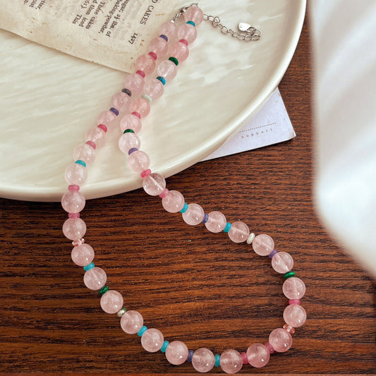 8mm pinky crystal stones necklace