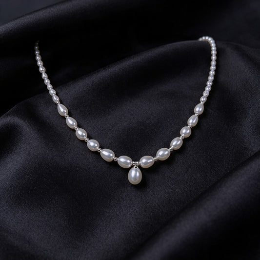 Freshwater Pearl Necklace | S925 Sterling Silver | 5A Natural Pearl | New Beginnings Gift for Her | Moon Dew