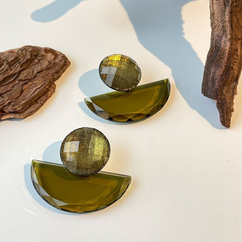 Deep olive drop earrings