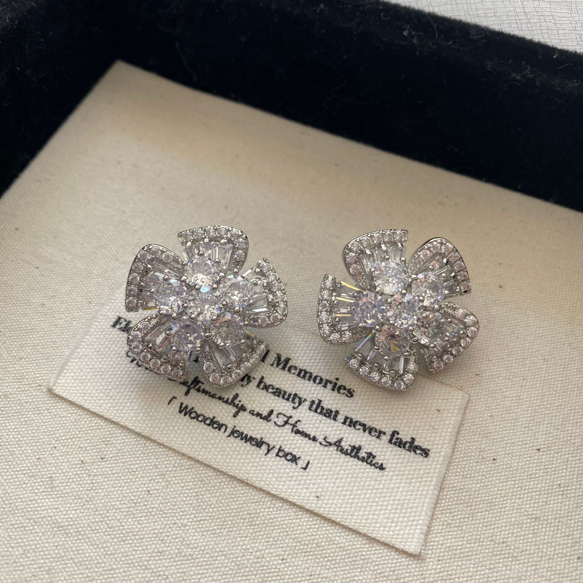 Floral-inspired zircon stud earrings