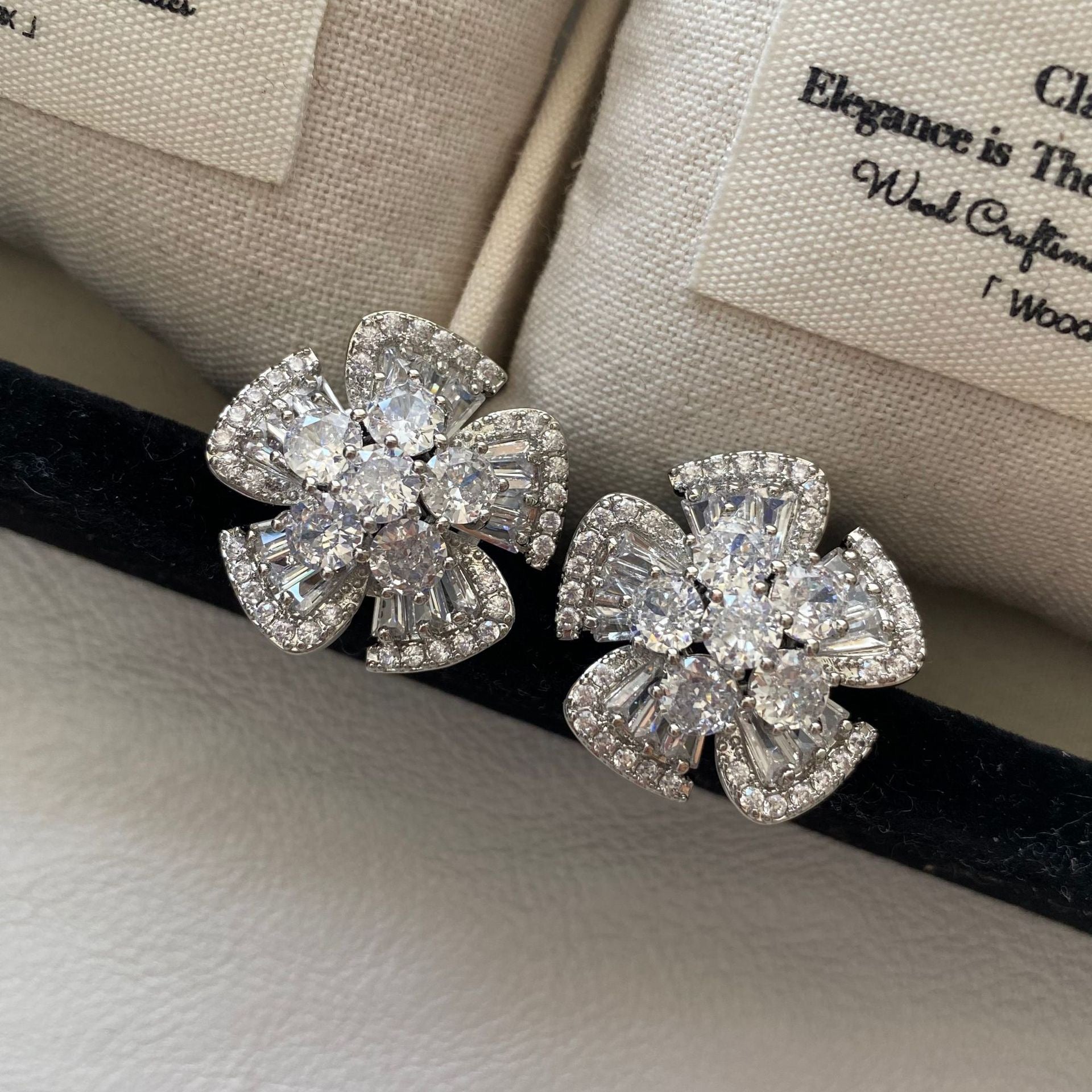 Floral-inspired zircon stud earrings